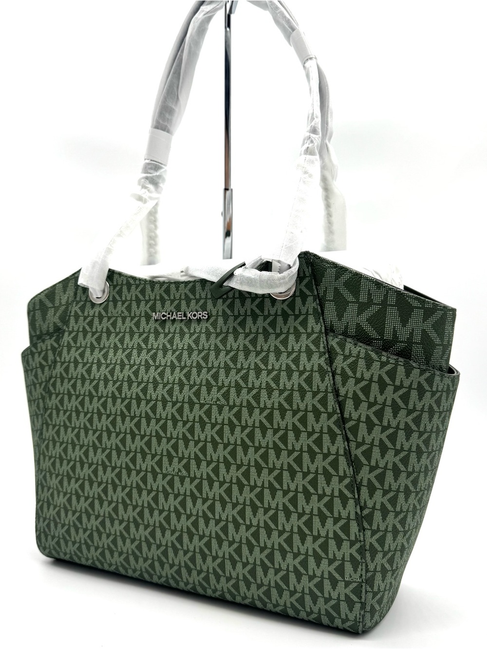 Michael Kors Jet Set Large Signature Logo Shoulder Bag - Amazon Green